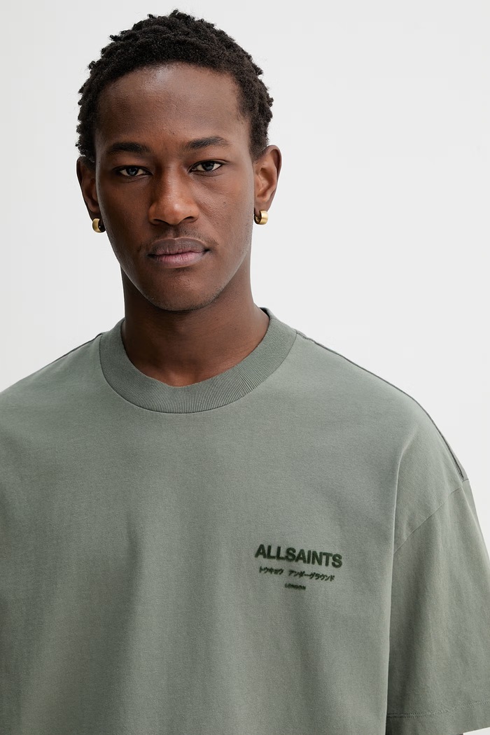 AllSaints tričko pánske bavlnené XANDER zelená M030JC