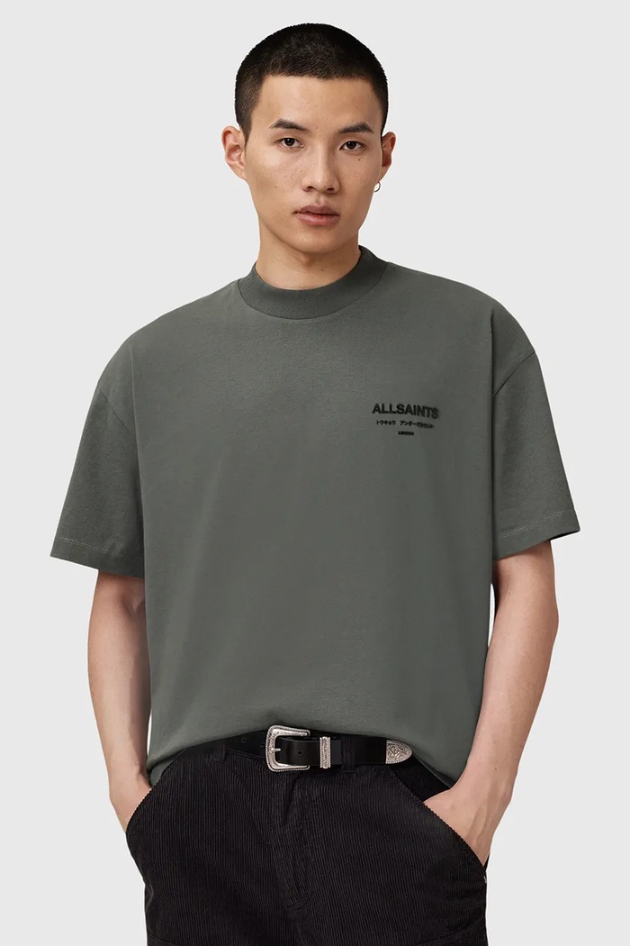 AllSaints tričko pánske bavlnené XANDER relaxed zelená M030JC