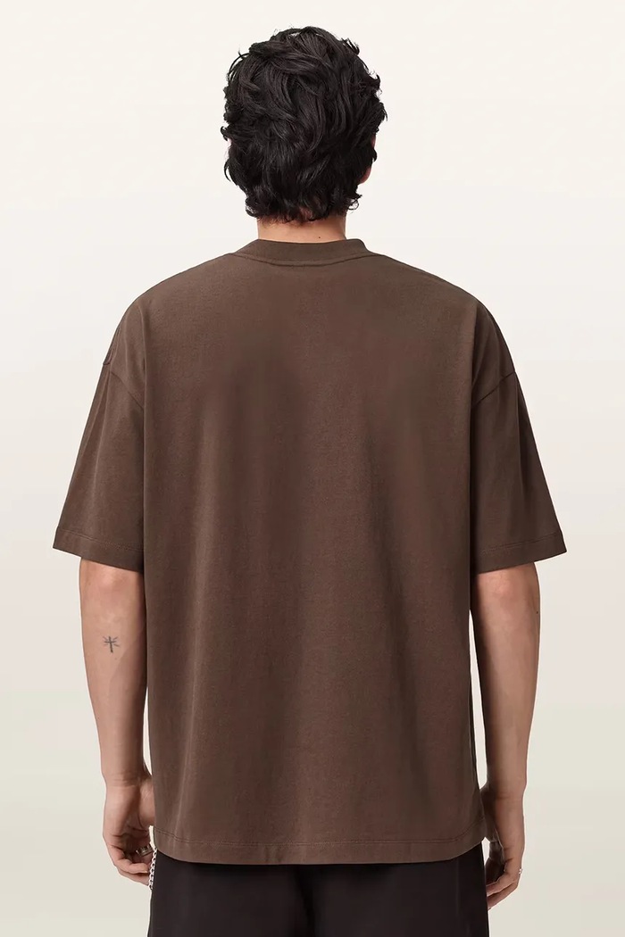AllSaints T-shirt męski bawełniany XANDER M030JC brązowy AA00