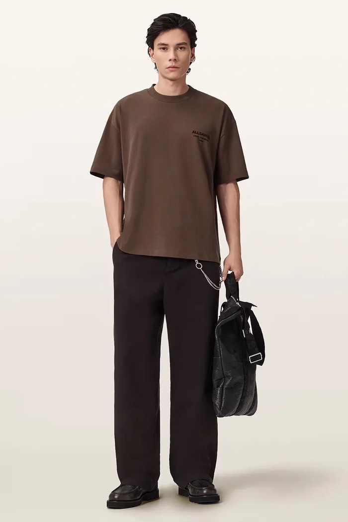 Odzież AllSaints T-shirt męski bawełniany XANDER M030JC brązowy