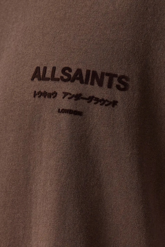 AllSaints T-shirt męski bawełniany XANDER M030JC brązowy