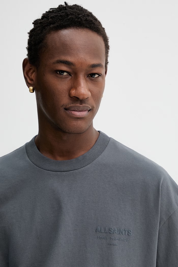 AllSaints tricou bărbătesc din bumbac XANDER gri M030JC