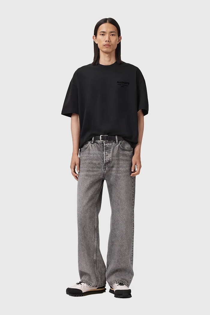 AllSaints футболка для мужчин из хлопка XANDER чёрный M030JC
