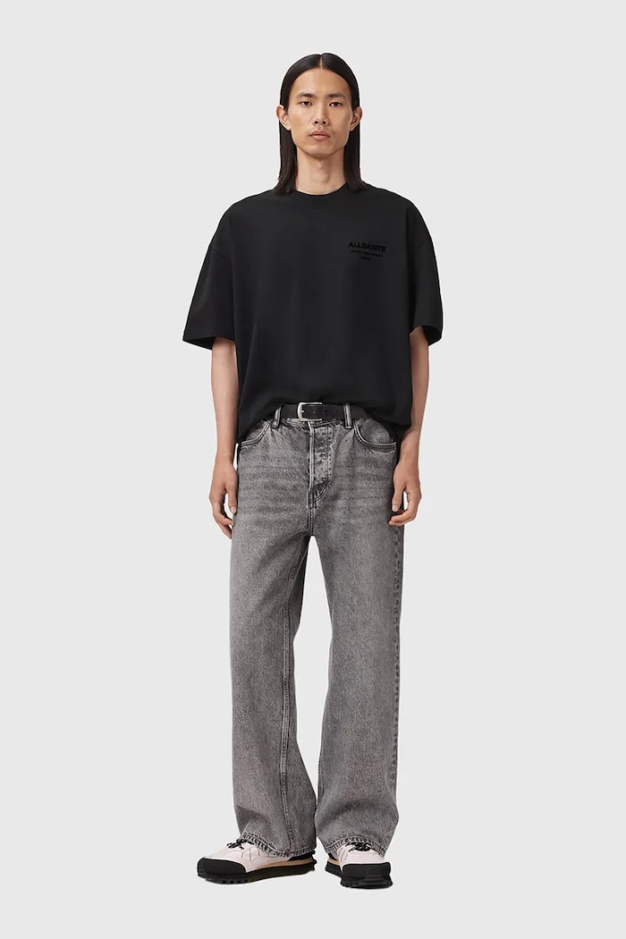 AllSaints футболка для мужчин из хлопка XANDER чёрный M030JC