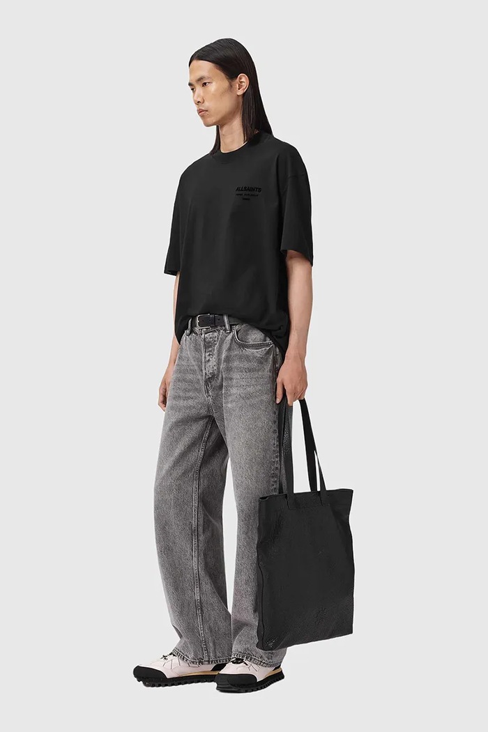 AllSaints футболка для мужчин из хлопка XANDER M030JC чёрный