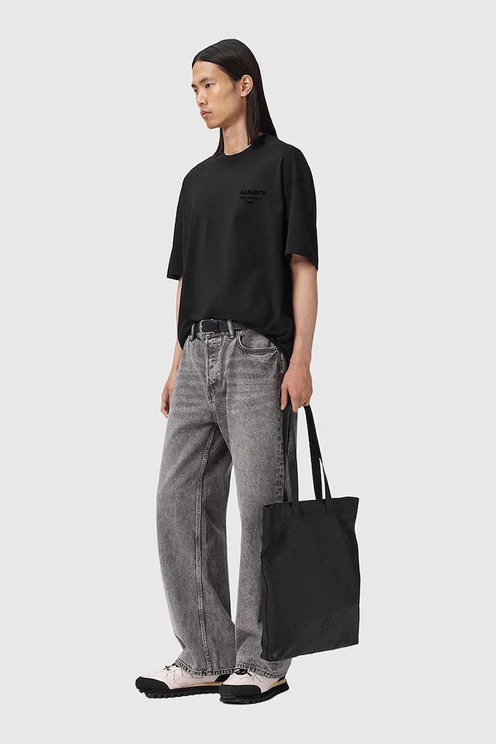 AllSaints футболка для мужчин из хлопка XANDER M030JC чёрный