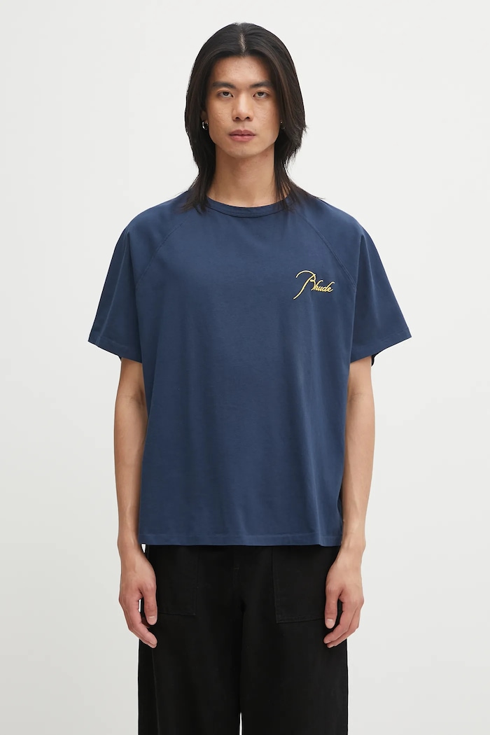 Oblečení Bavlněné tričko RHUDE Classique Raglan RHPF25TT16012 námořnická modř