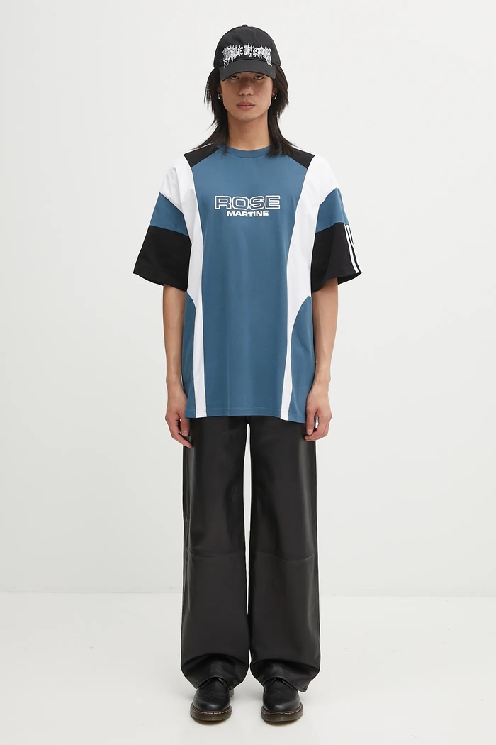 Βαμβακερό μπλουζάκι Martine Rose Oversized Panelled 630JE01529D μπλε