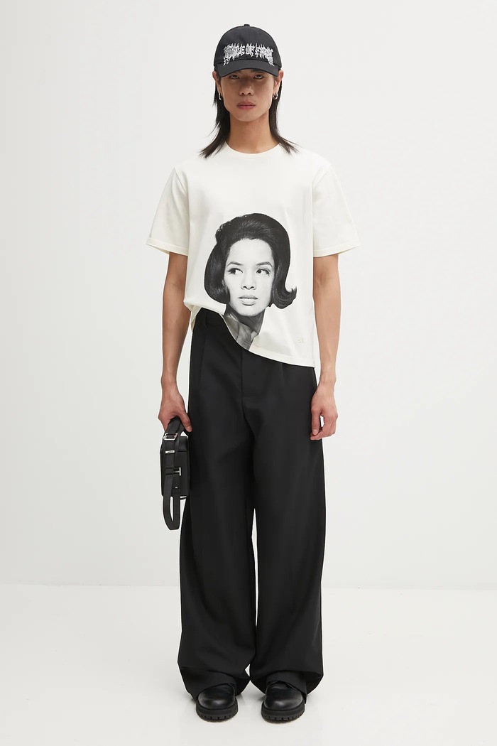 Wales Bonner t-shirt bawełniany Selah Oversized T Shirt UA25JE29.JE01.100 beżowy