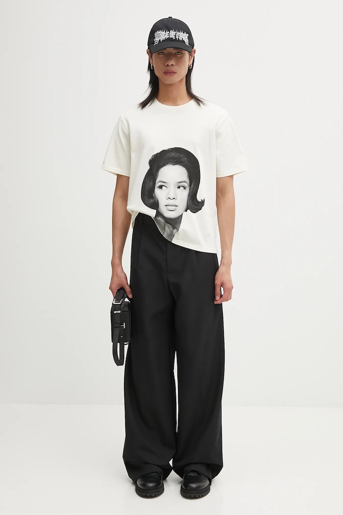Wales Bonner t-shirt bawełniany Selah Oversized T Shirt UA25JE29.JE01.100 beżowy