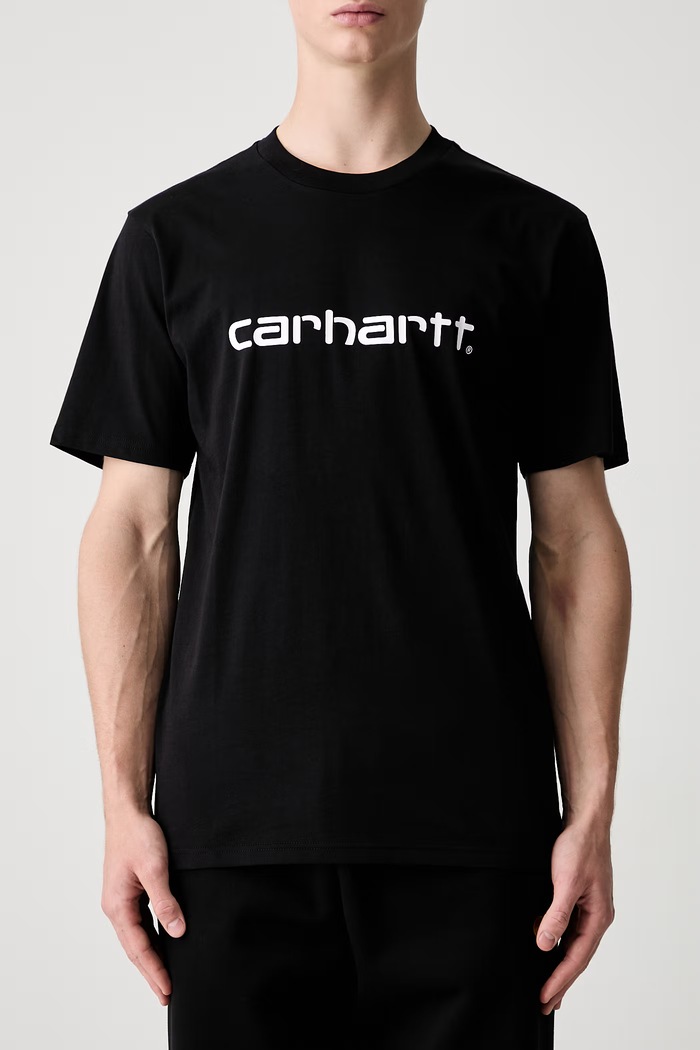 Carhartt WIP S/S Script T-Shirt bawełniany męski czarny I035700.0D2XX