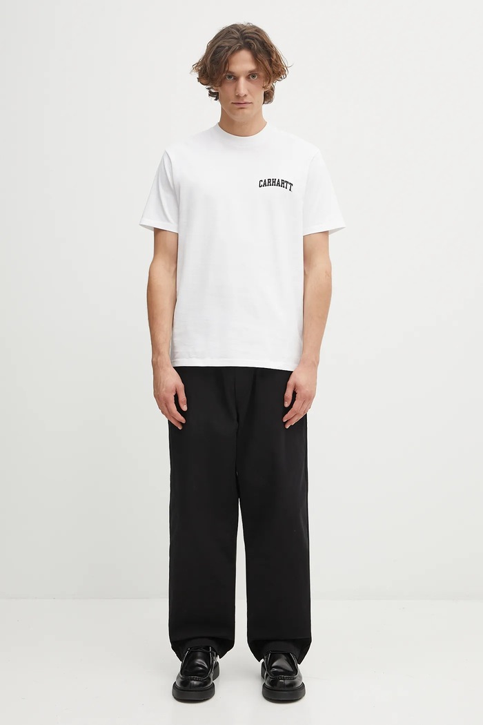 Хлопковая футболка Carhartt WIP S/S University Script T-Shirt I036110.00AXX белый