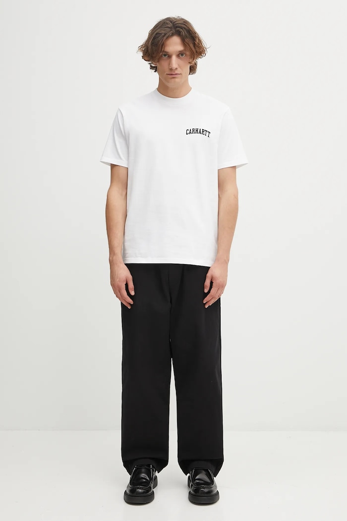 Хлопковая футболка Carhartt WIP S/S University Script T-Shirt I036110.00AXX белый