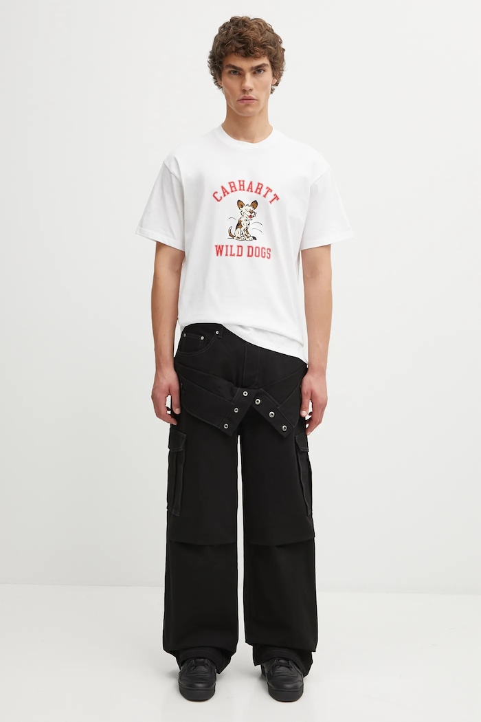 Carhartt WIP t-shirt in cotone S/S Wild Dog T-Shirt I035450.02XX bianco