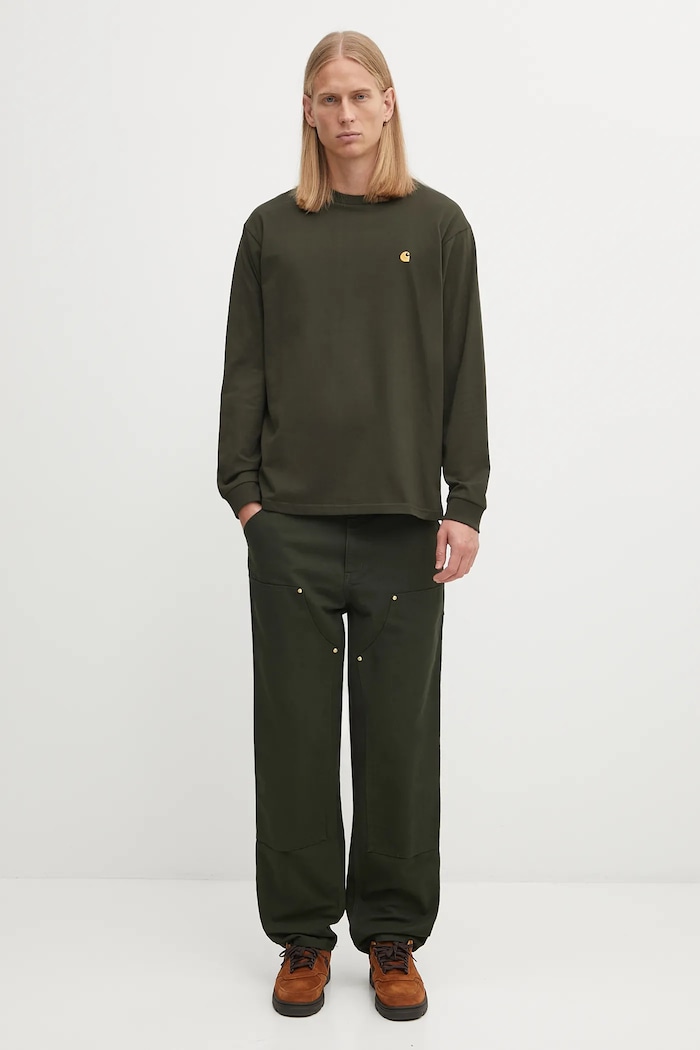 Carhartt WIP top a maniche lunghe in cotone L/S Chase T-Shirt verde I026392.3CBXX