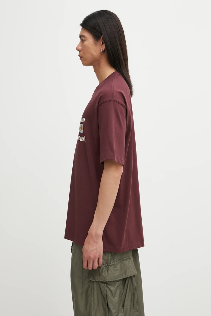 Carhartt WIP tricou din bumbac S/S Schooling Heart T-Shirt I035455.33KXX burgundia AW25