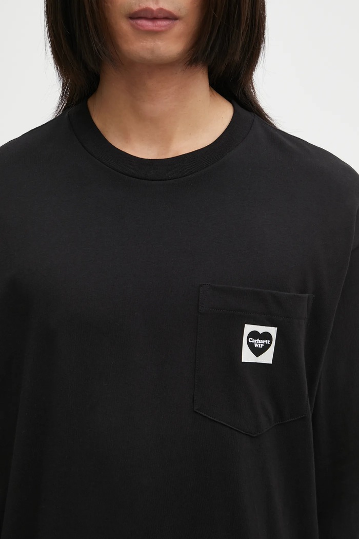 Carhartt WIP cotton longsleeve top L/S Pocket Heart T-Shirt black I035300.00EXX