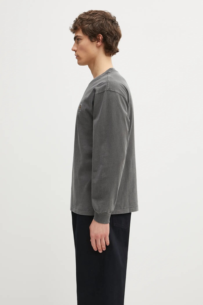Carhartt WIP Bavlněné tričko s dlouhým rukávem Carhartt WIP L/S Vista T-Shirt I030779.89GD šedá AW25