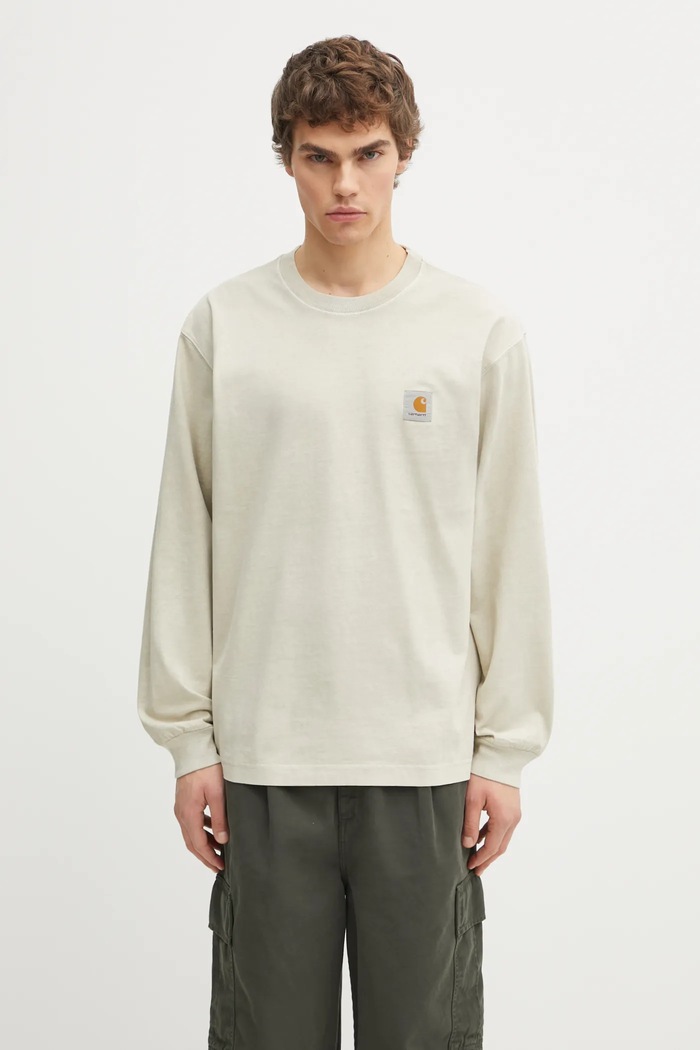 Carhartt WIP Longsleeve din bumbac L/S Vista T-Shirt bej I030779.2LPGD