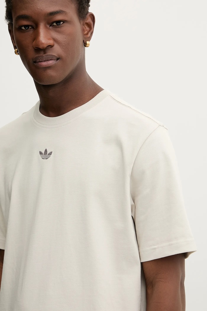 adidas Originals t-shirt bawełniany Face GFX beżowy JW0977