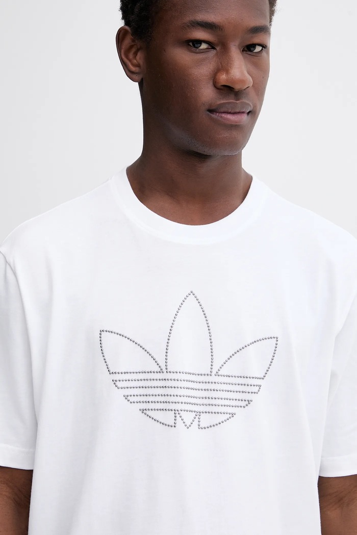 T-shirt bawełniany Studded adidas Originals biały JY2805