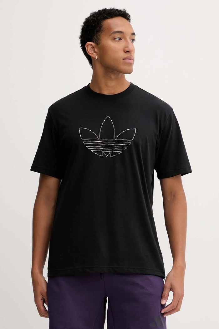 adidas Originals t-shirt bawełniany Studded aplikacja czarny JY2806