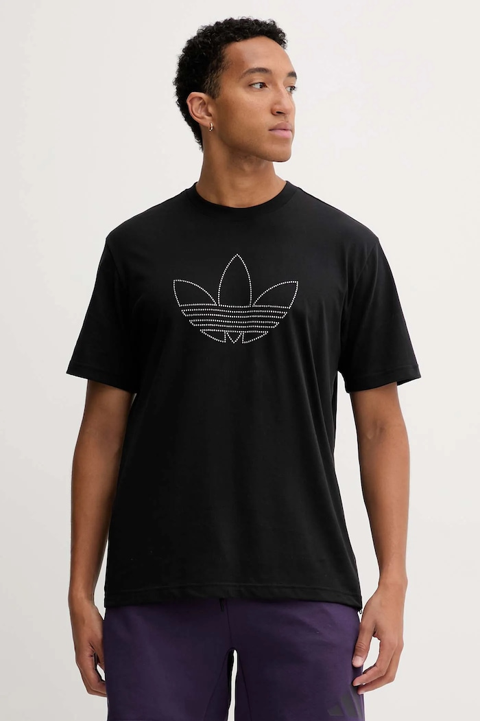 adidas Originals t-shirt bawełniany Studded aplikacja czarny JY2806