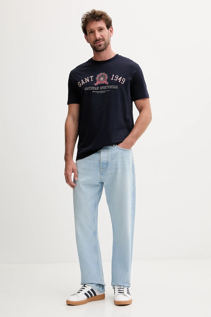 Gant t-shirt bawełniany 2003353 granatowy AW25