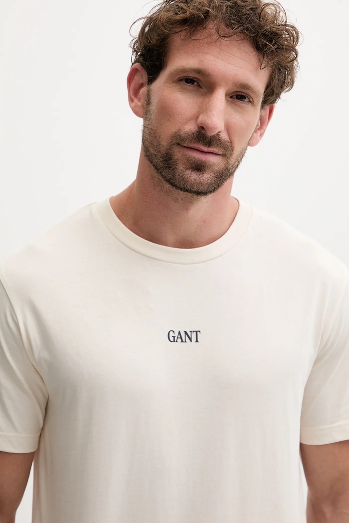 Gant t-shirt bawełniany beżowy 2003362