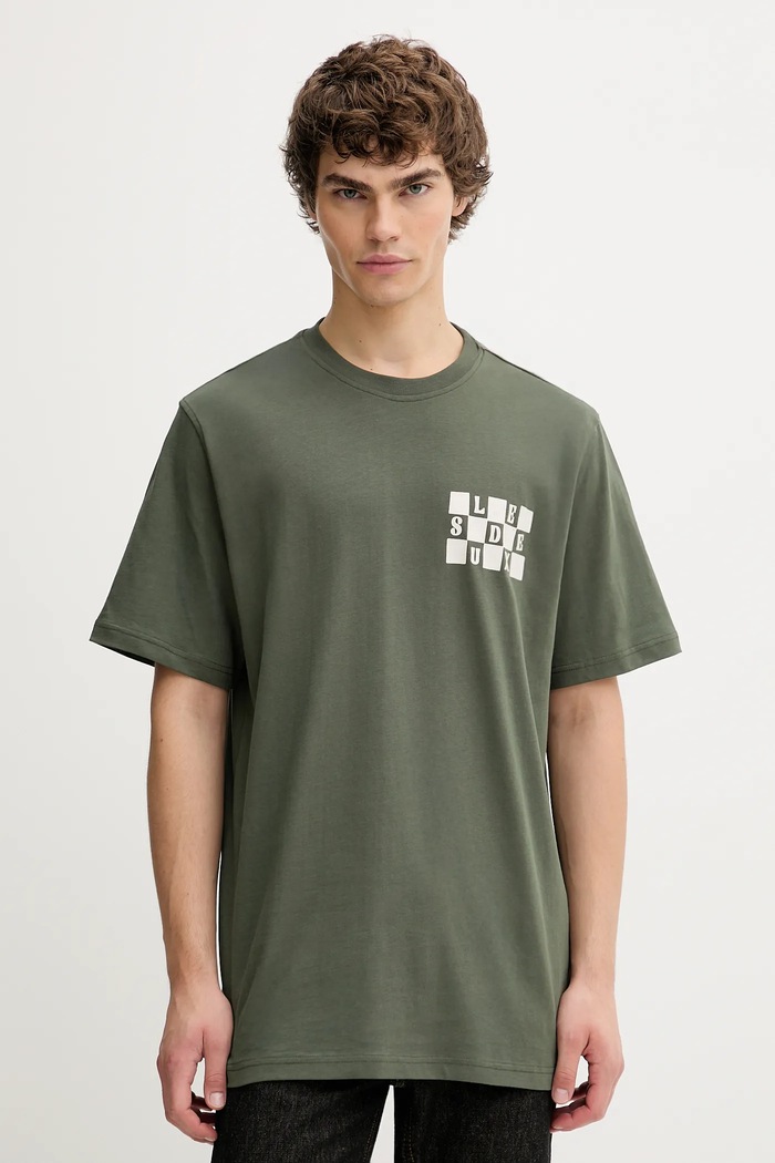 Les Deux t-shirt bawełniany Rook nadruk zielony 1000833