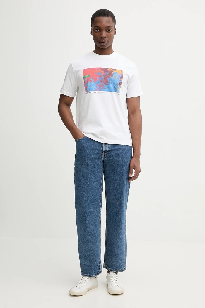 United Colors of Benetton t-shirt bawełniany 3MI5U10BG biały AW25