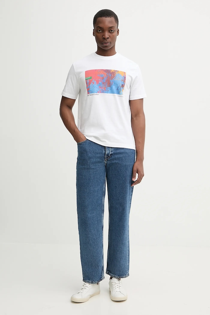 United Colors of Benetton t-shirt bawełniany 3MI5U10BG biały AW25