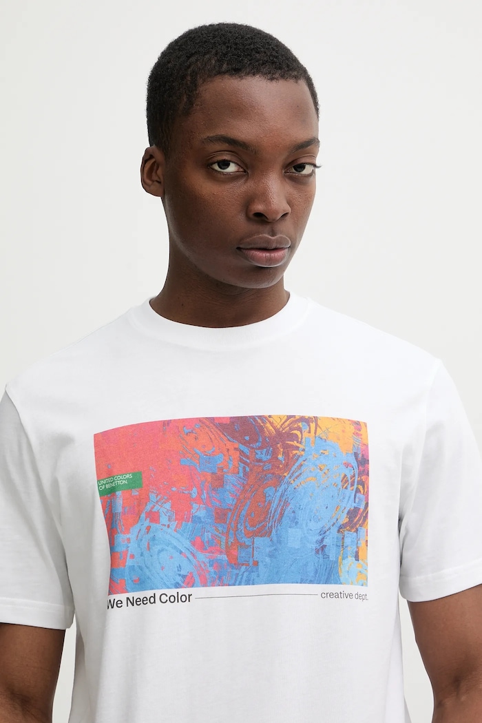 United Colors of Benetton t-shirt bawełniany biały 3MI5U10BG