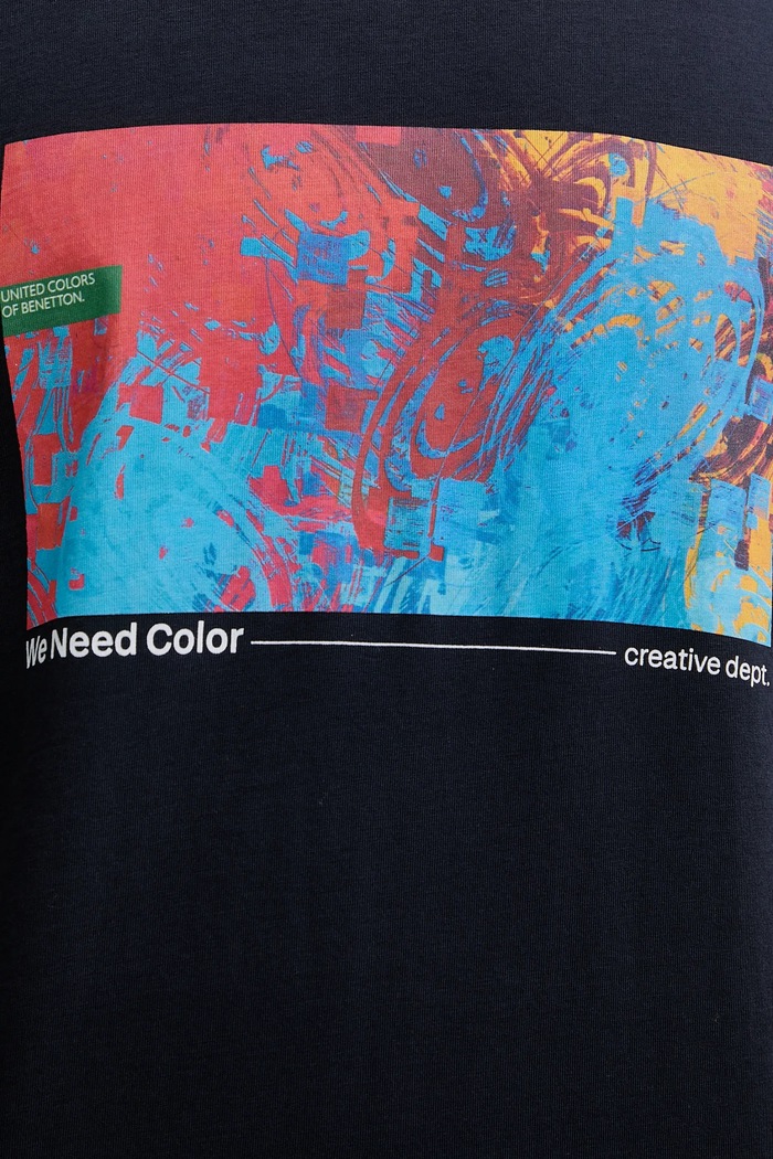 United Colors of Benetton t-shirt bawełniany 3MI5U10BG granatowy