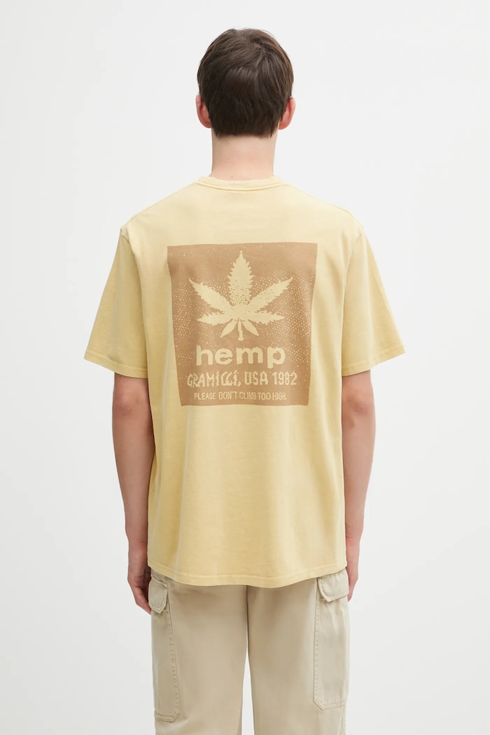 Bavlněné tričko Gramicci Hemp potisk žlutá G5FU.T081
