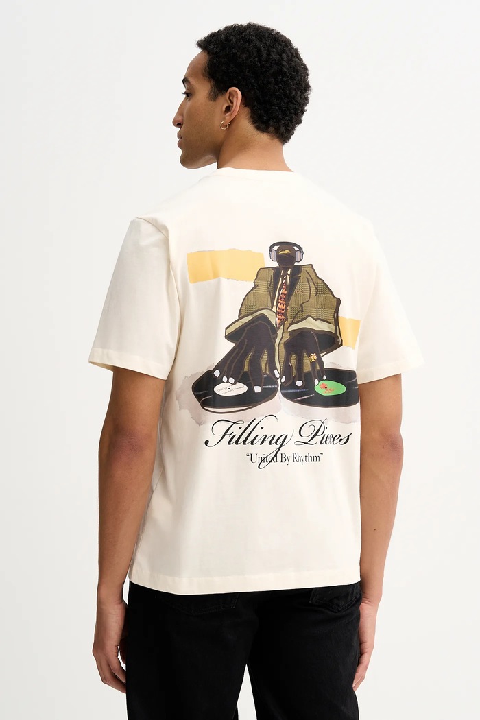 Filling Pieces tricou din bumbac T-shirt DJ print bej 422520500241