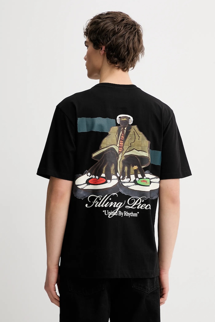 Bavlnené tričko Filling Pieces T-shirt DJ potlač čierna 422520500241