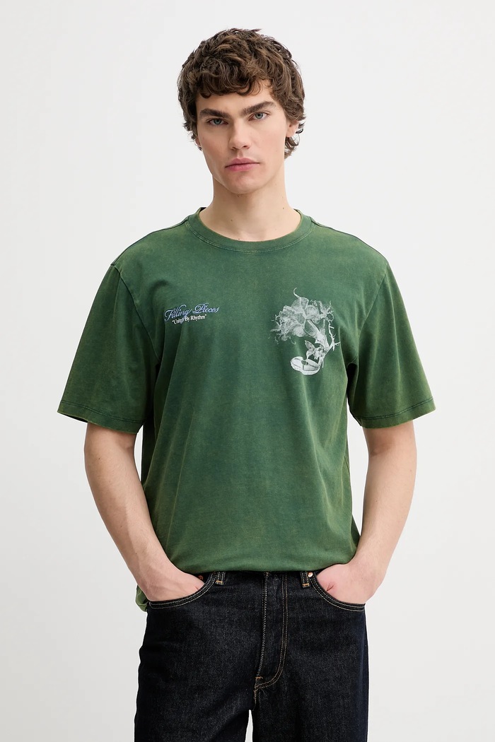 Odzież Filling Pieces t-shirt bawełniany Grammophone 422520500236 zielony