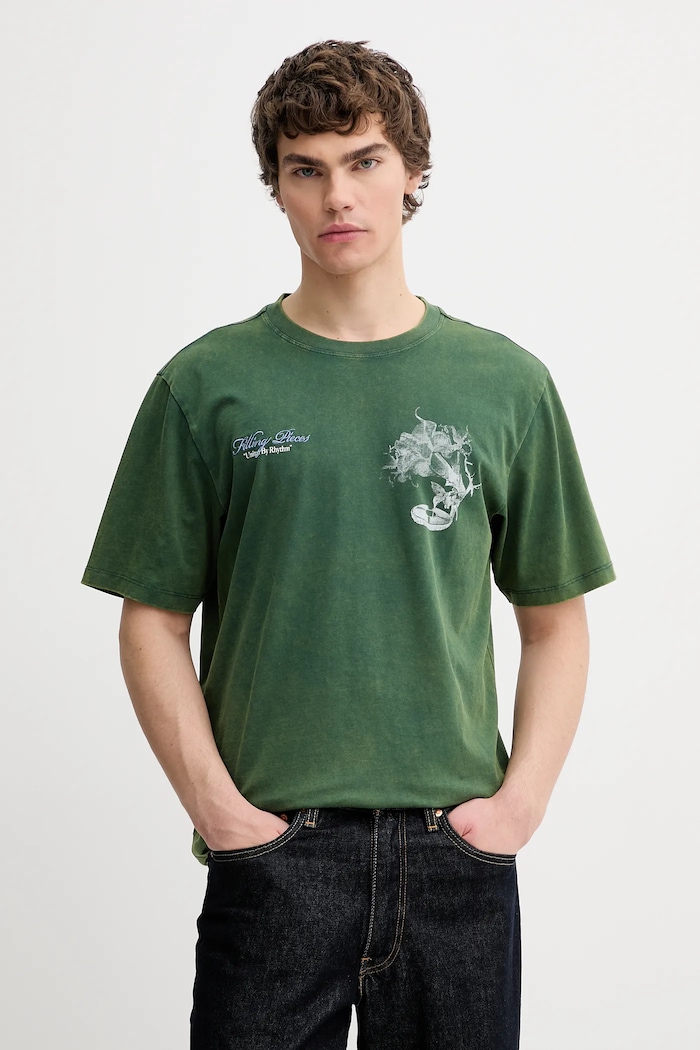 Odzież Filling Pieces t-shirt bawełniany Grammophone 422520500236 zielony