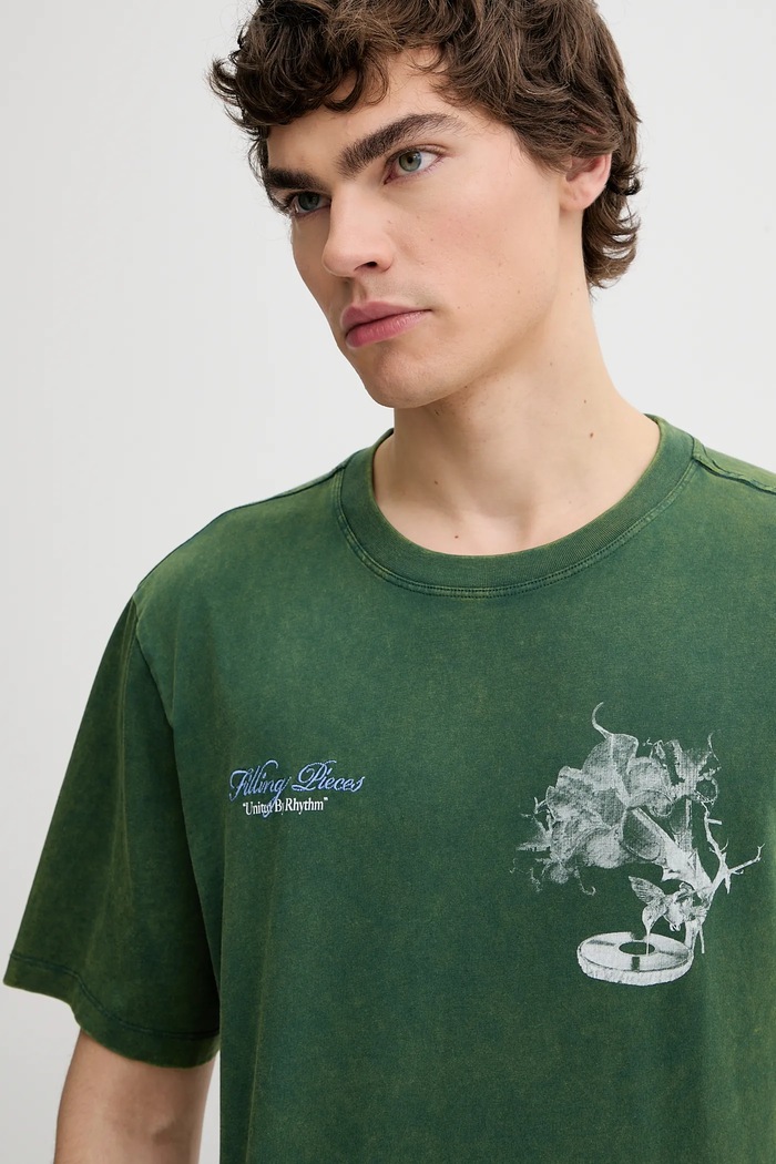 Filling Pieces t-shirt bawełniany Grammophone zielony 422520500236
