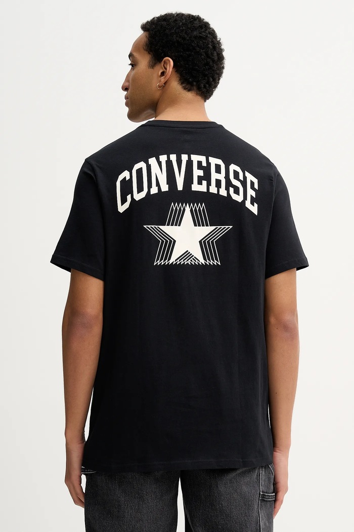 Bavlněné tričko Converse kulatý černá CVM5T810