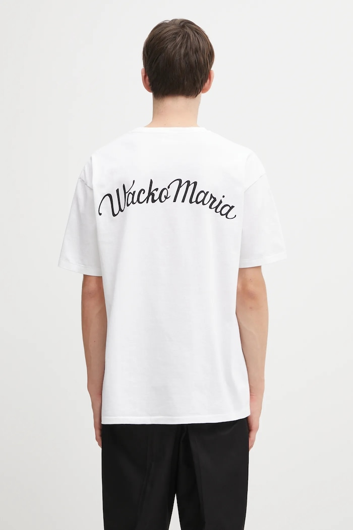 Ρούχα Βαμβακερό μπλουζάκι Wacko Maria 25FW.WMT.WT08 λευκό