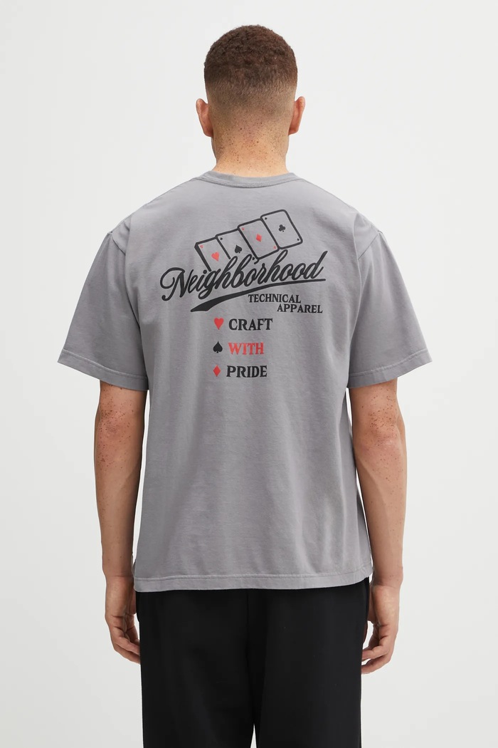 Βαμβακερό μπλουζάκι NEIGHBORHOOD NH. TEE SS-8 χαλαρό γκρί 252PCNH.ST08