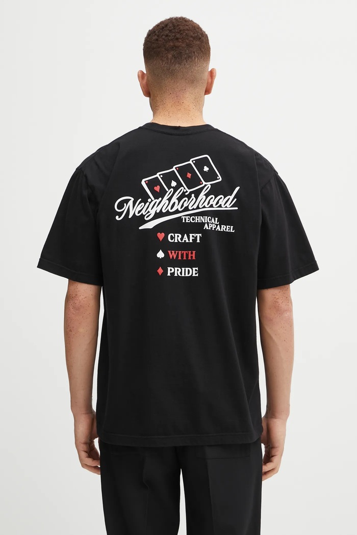Βαμβακερό μπλουζάκι NEIGHBORHOOD NH. TEE SS-8 χαλαρό μαύρο 252PCNH.ST08