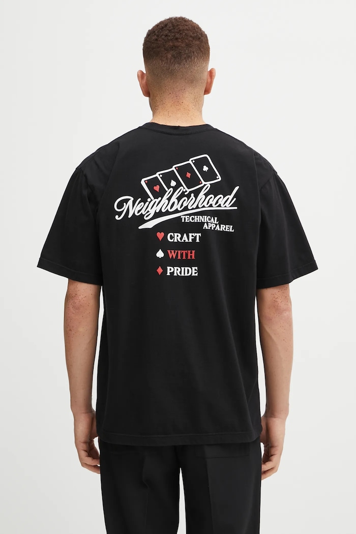 Βαμβακερό μπλουζάκι NEIGHBORHOOD NH. TEE SS-8 χαλαρό μαύρο 252PCNH.ST08