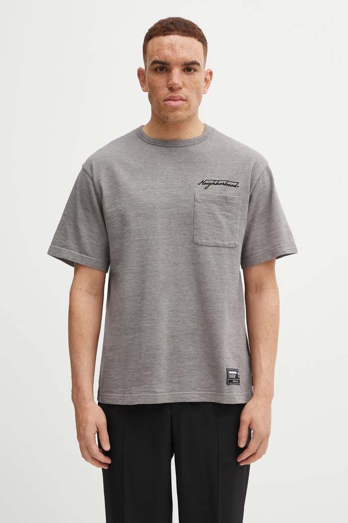 Βαμβακερό μπλουζάκι NEIGHBORHOOD HEATHER FABRIC χαλαρό γκρί 252UWNH.CSM10