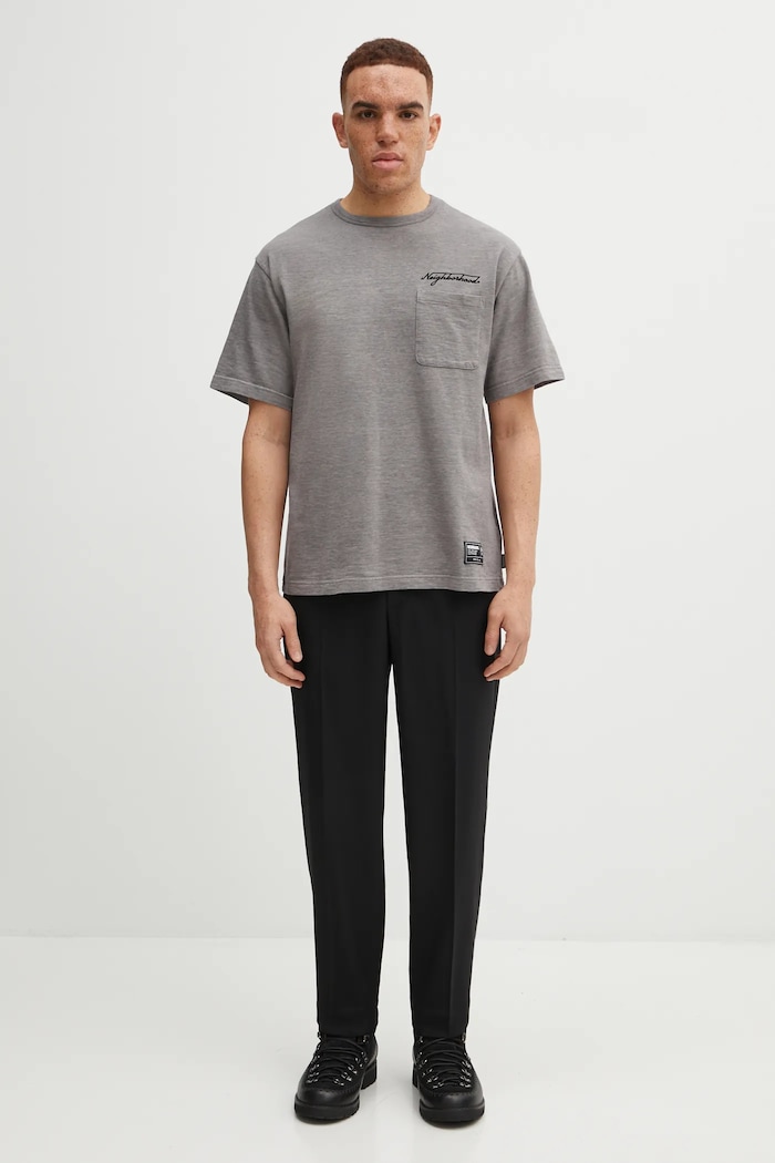 Βαμβακερό μπλουζάκι NEIGHBORHOOD HEATHER FABRIC 252UWNH.CSM10 γκρί