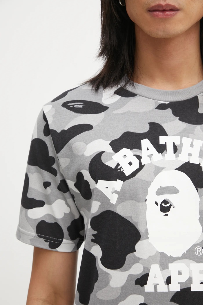 A Bathing Ape cotton t-shirt Camo College gray 001CSL301010M