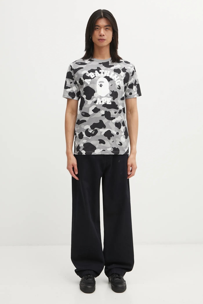 A Bathing Ape cotton t-shirt Camo College 001CSL301010M gray