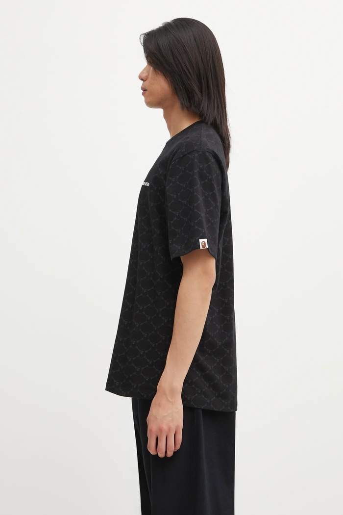 A Bathing Ape t-shirt in cotone College Monogram Logo 001CSL301316M nero AW25